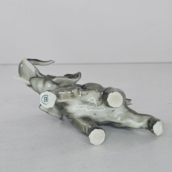JHR Hutschenreuther Porcelain Gray Elephant Trunk Up Good Luck AS IS - Picture 6 of 8